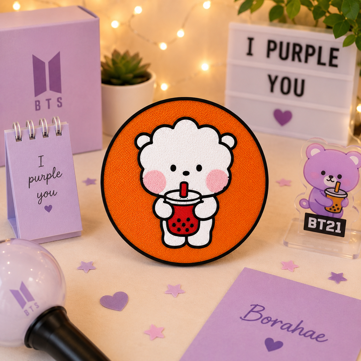 BT 21 Inspired Boba Coasters