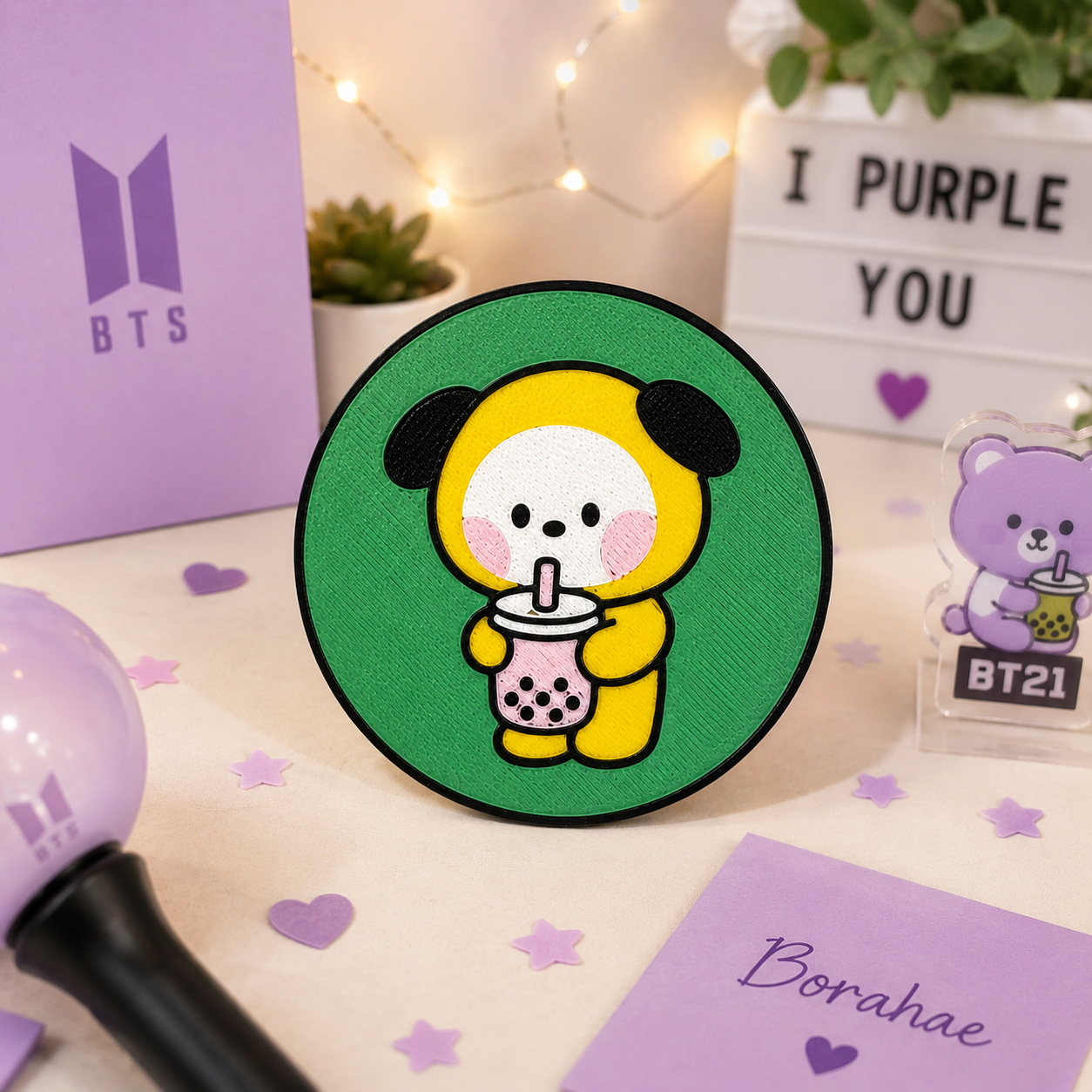 BT 21 Inspired Boba Coasters