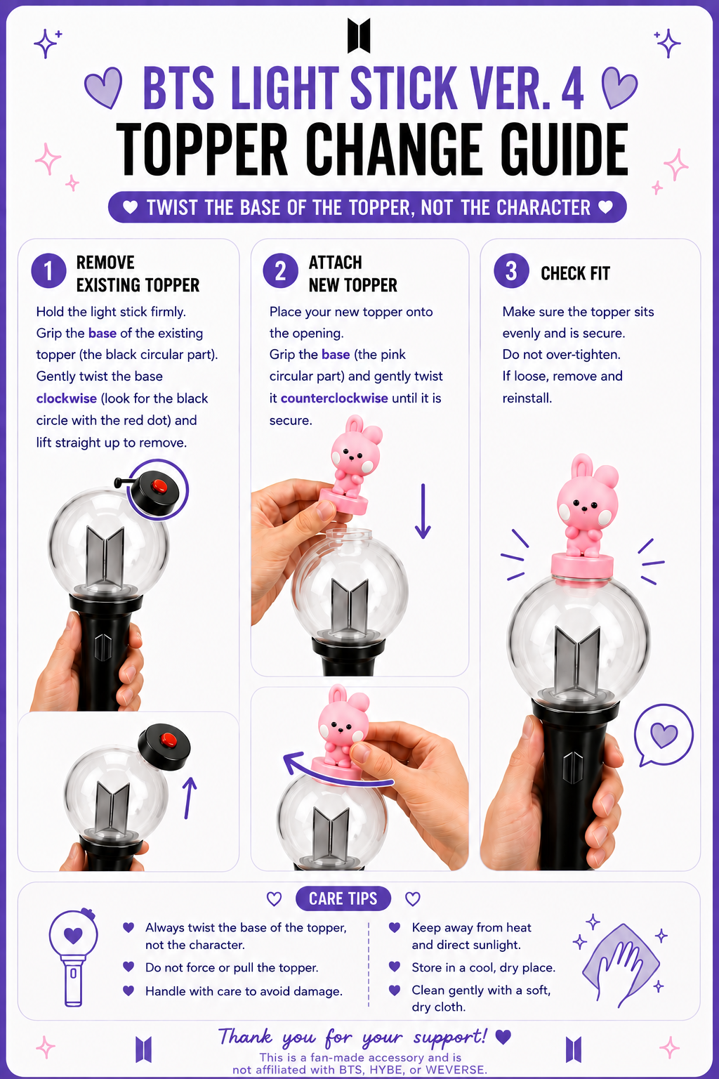 BT 21 Inspired Lightstick Topper V4 (2 members)